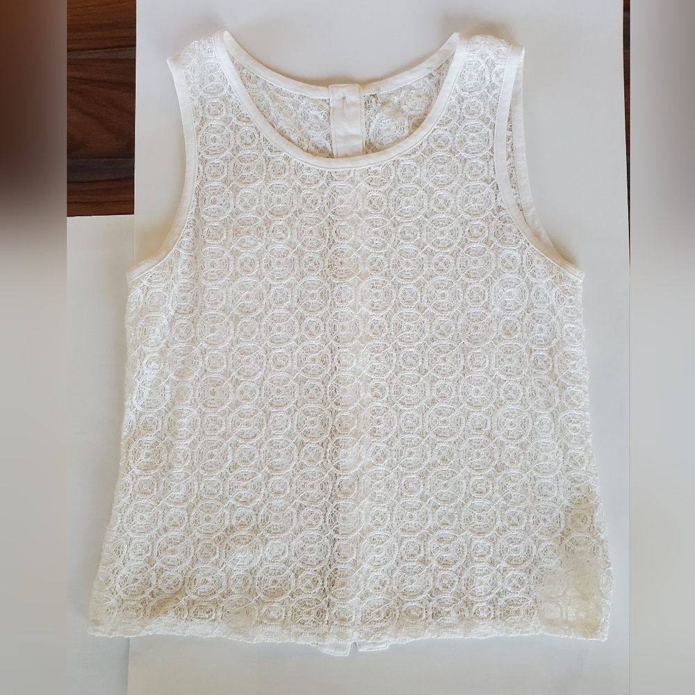Lace Shirt, Ladies Small, See Through, Buttons Down the Back, Ivory